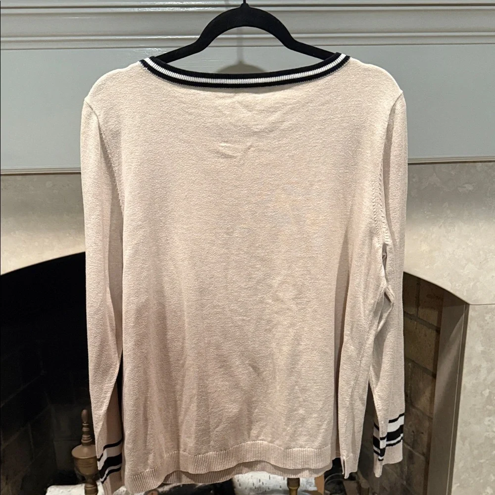 Talbots Cream Scoop Neck Sweater with Fox Motif - Picture 6 of 7